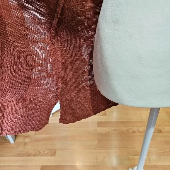 LOVE ELLIE Women's Medium Rusty Orange Full Length Knit Lightweight Cardigan - Picture 4 of 9